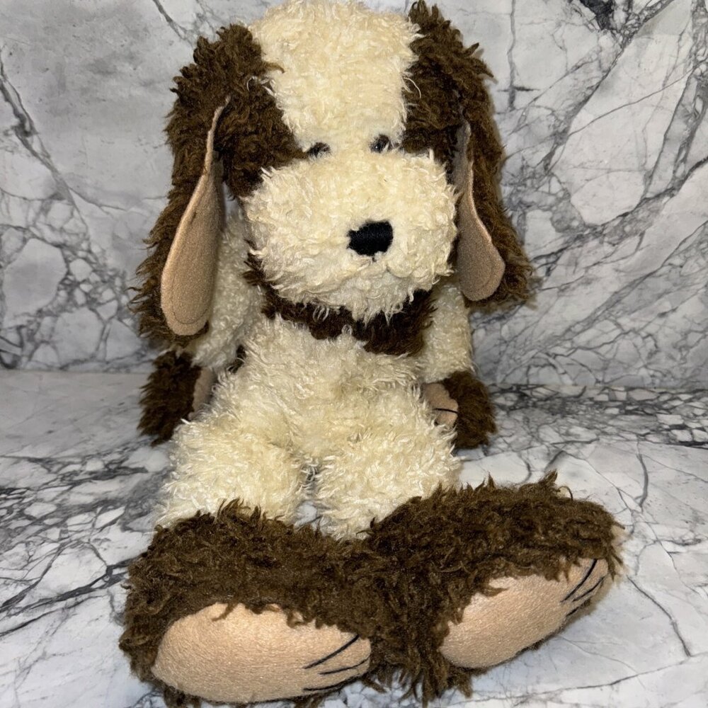 Boyds Collection JB Bean Brown White Dog 18" Floppy Ears Collar Beads Vintage